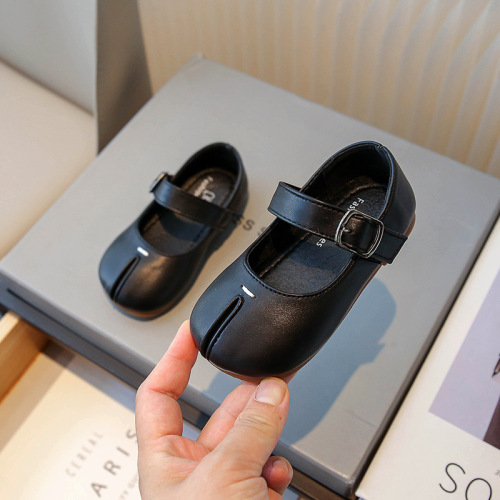 Children's Shoes 2024 Spring New Women's and Children's Leather Shoes Korean Style Square Mouth Soft Leather Solid Color Single Shoes for Girls Children's Small Leather Shoes