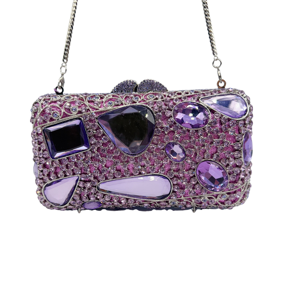 Túi clutch nữ đính đá dạ hội phong cách Châu Âu — màu vàng, màu tím, Tùy chỉnh các màu khác chi tiết 4