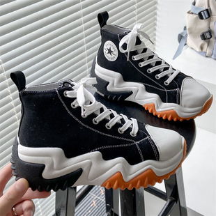 Plus Size High-Top Canvas Shoes for Women 2025 Summer New Thick-Soled Heightening Canvas Shoes Korean Style Versatile Sports and Leisure Women's Shoes