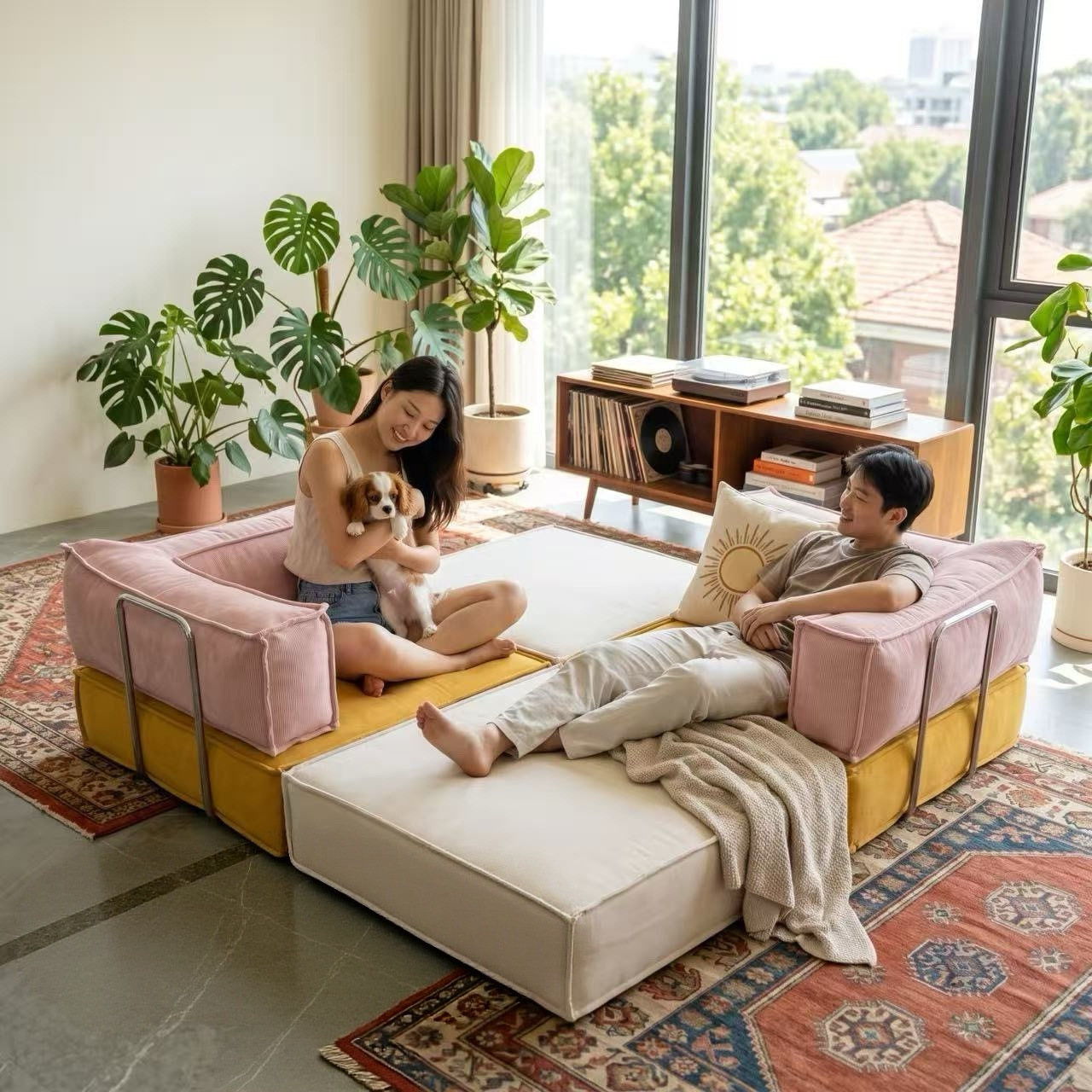 Modular Sofa for Small Apartments, Living Room, Bedroom, Sofa Bed, Nap Time, Freely Combinable, Tatami Dual-Purpose Folding Sofa Bed