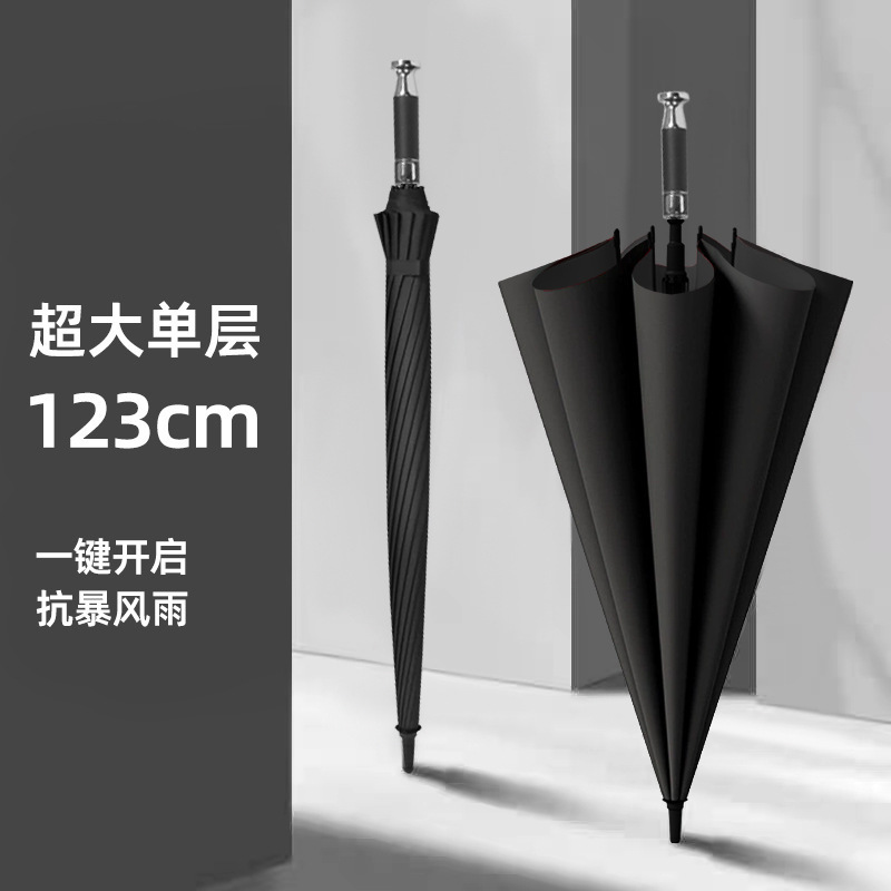 长柄雨伞自动大号双层太阳伞黑胶防晒弯柄防水套高尔夫直杆伞商务|undefined
