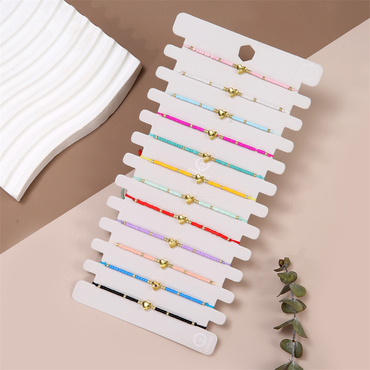 Seed Bead Pendant Material Bracelets Classification Bohemian Geometric Heart Shape Seed Bead Cord In Chain Slider Clasp Closure String Bracelets Wholesale