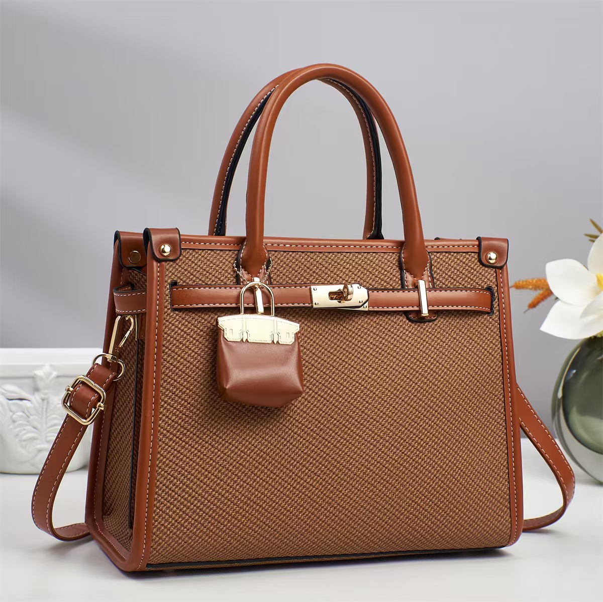 Bolso exquisito, patrón de lichi de color sólido, bolso de temperamento diagonal de gran capacidad, bolso de hombro de todo fósforo con textura, bags transfronterizos