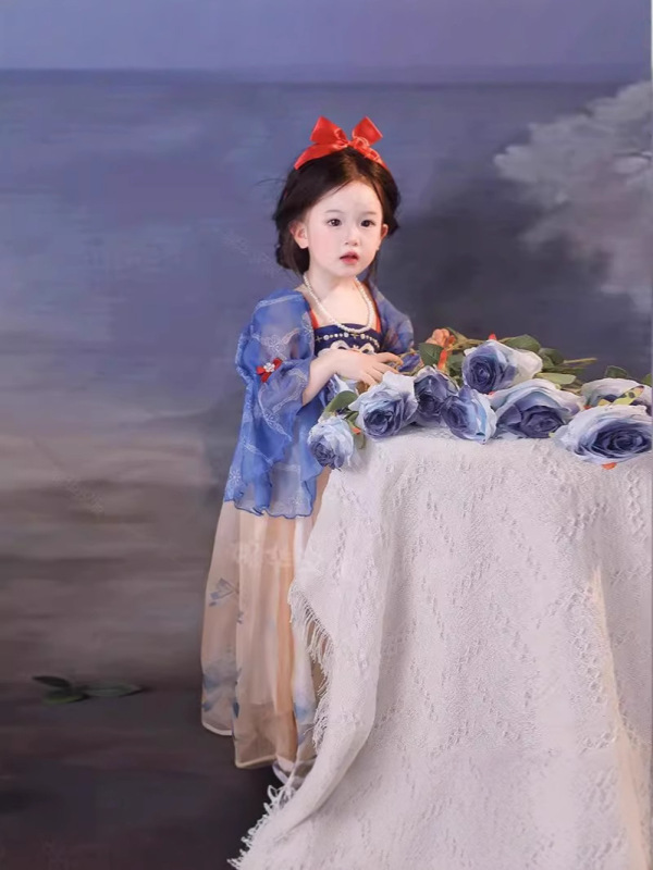 女の子ドレスサマードレス 2025 新しい子供のプリンセスドレス少女新中国風の国家スタイルのスカート|undefined