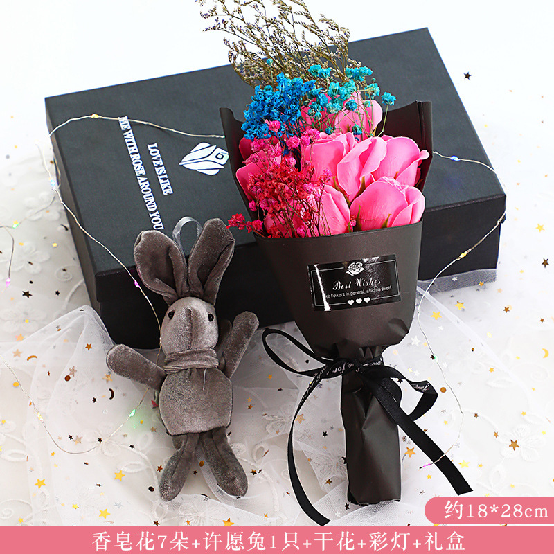 Regalo del Día de San Valentín para la novia esposa novias madre Navidad simulación jabón Rosa ola bola ramo