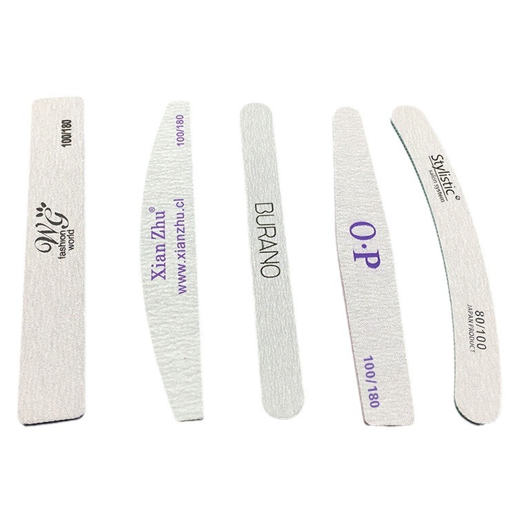 Fábrica profesional de tiras para frotar uñas al por mayor 100-180 mallas lima de uñas papel de lija gris-blanco para frotar manicura