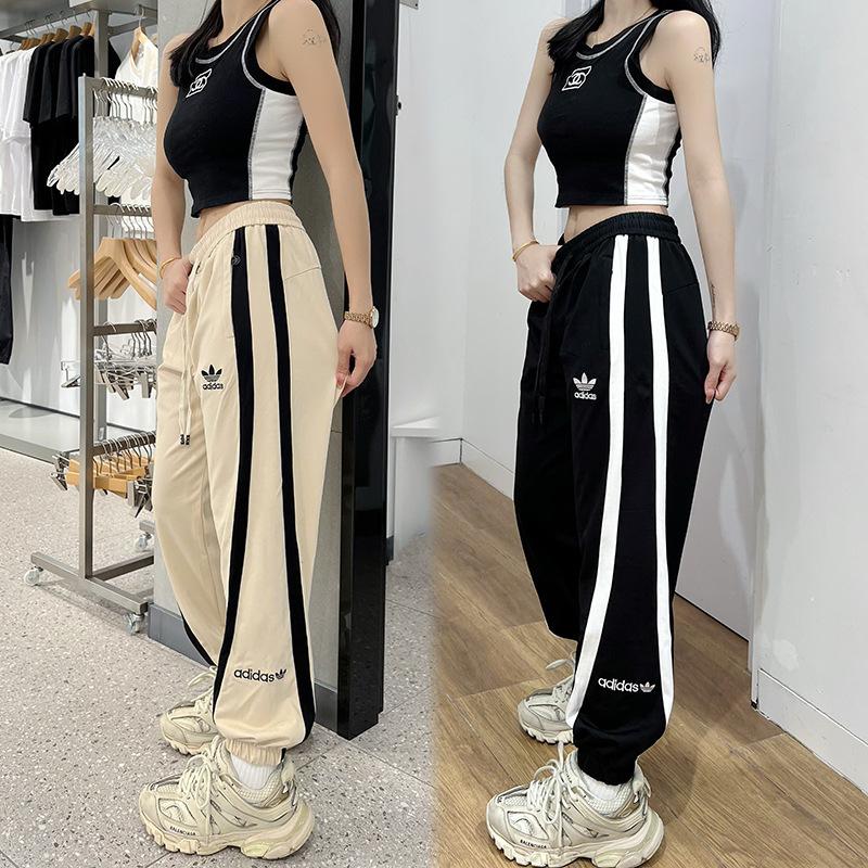 Embroidered clover casual pants couple style autumn winter elastic cuff loose pants sports pants Korean version