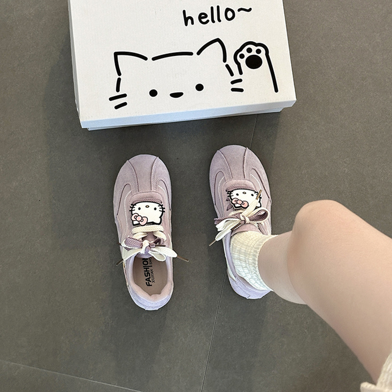 复古凯蒂猫运动德训鞋秋冬季卡通可爱百搭单鞋简约通勤女生休闲鞋|undefined