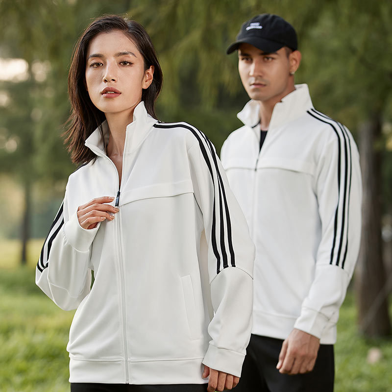 (2개) 남녀공용 가을, 겨울 중학생 운동복, 스트라이프 가디건, 스웨트셔츠, 커플용 재킷, 자수 로고