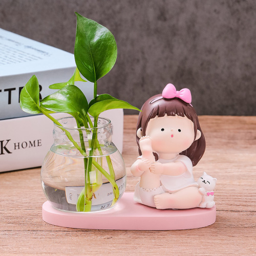 Ruijie creative yoga girl hydroponics home furnishings creative cute doll pothos vase desk decorations