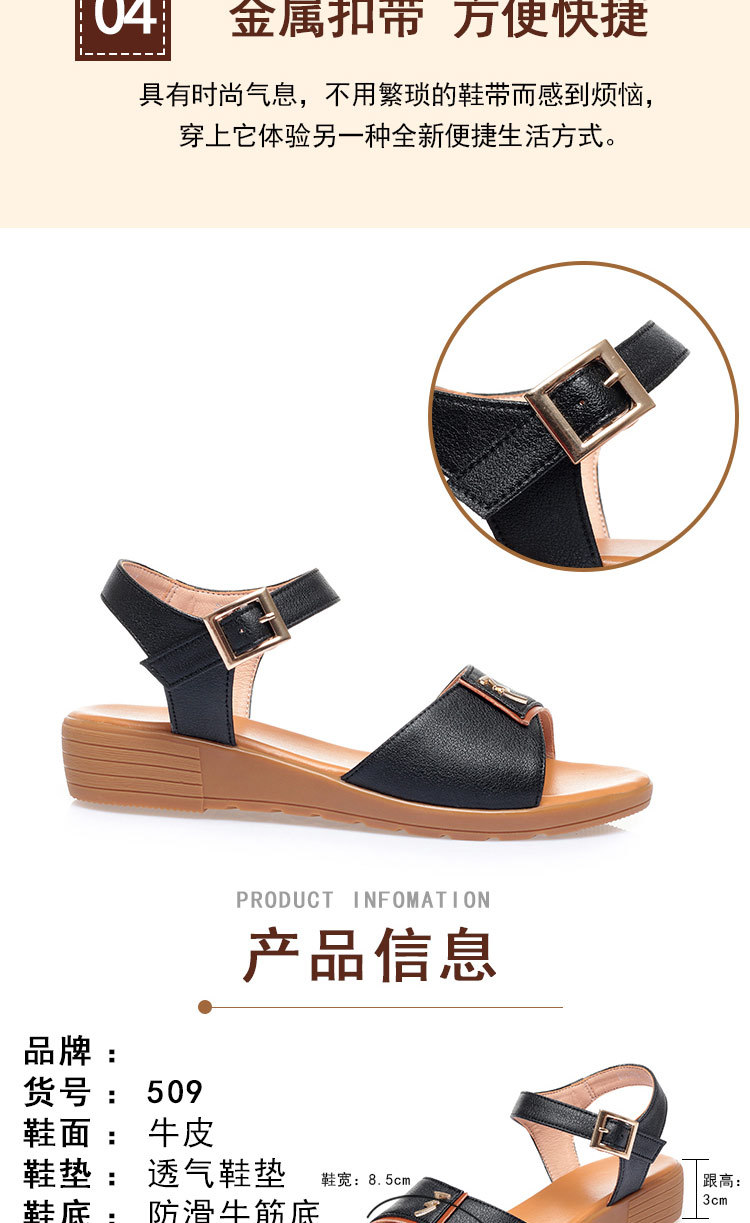Dép sandal nữ quai chữ V đế bằng da thật mềm mại mùa hè — đen chi tiết 10