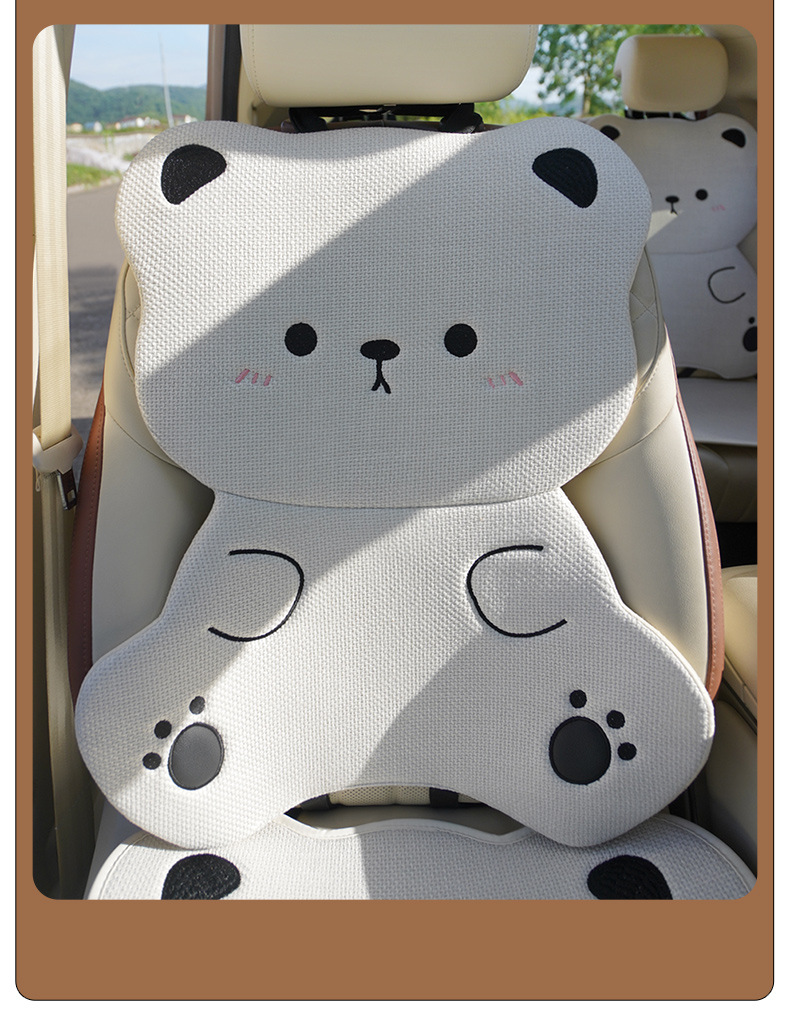 Car Seat Cushion for All Seasons, Cartoon Chunma Seat Cover, Cute Ladies Summer Breathable Rear Three-Piece Seat Cushion