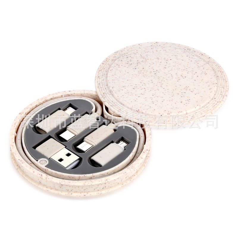 Cross-Border Six-In-One Multi-Functional Adapter Storage Box Fast Charging Data Cable 60W Super Mobile Phone Charging Cable Portable