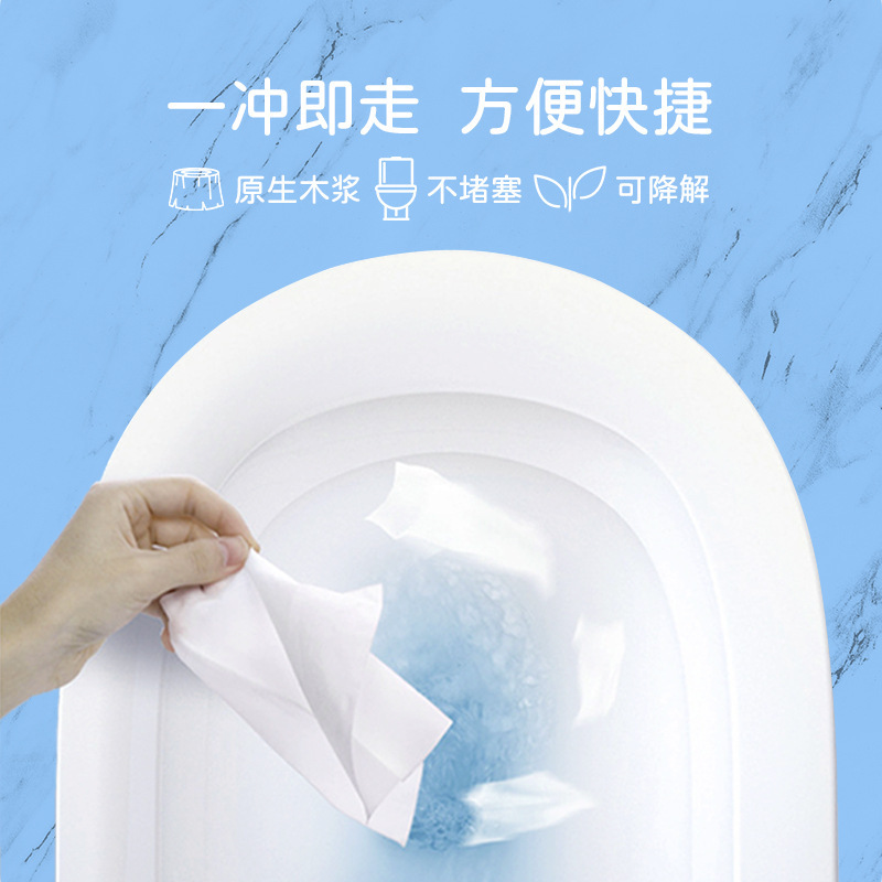 Large package of 80 dehumidifying toilet paper household flushable wet toilet wipes sanitary wipes portable small package wet toilet paper wholesale