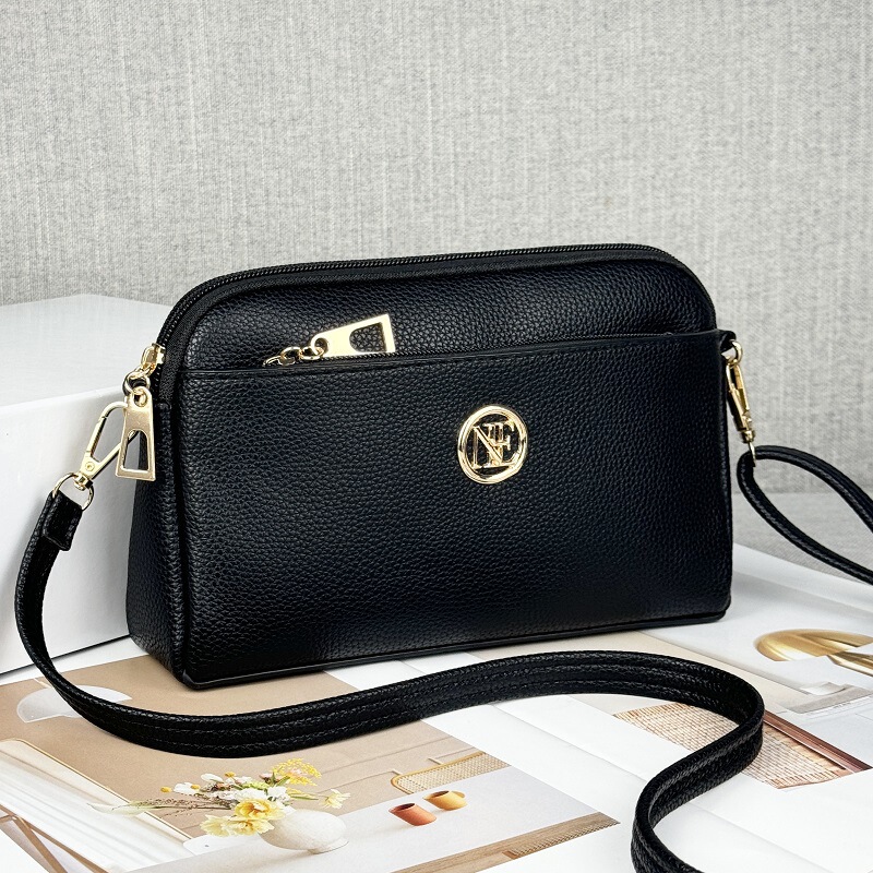 Hengli New Top Layer Leather Bag Women's Cross-border Fashion Litchi Pattern Shoulder Bag Foreign Trade All-match Crossbody Small Square Bag