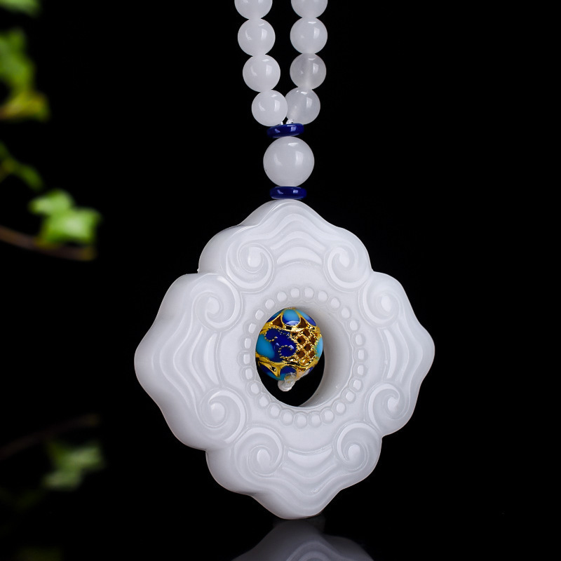 智贝详情图_1金丝玉双面如意纹项链女款毛衣链玉石挂件直播货源