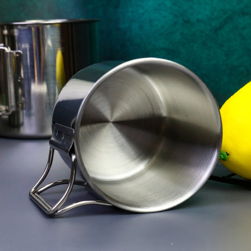 Cross-border supply factory wholesale stainless steel 304 water cup folding handle cup portable mountain climbing camping cup