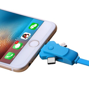 1 m rotating data cable three in one V8 Android type-c/Lightning multi-function 3in1TPE fast charging line