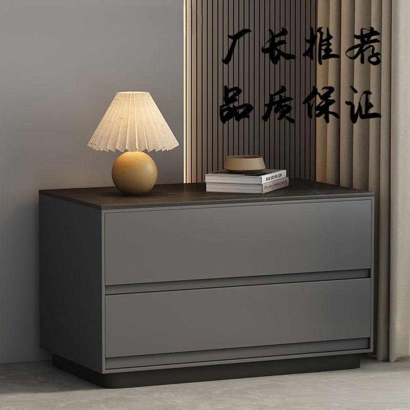 2025 New Large-Sized Bedside Table Solid Wood Italian Minimalist Installation-Free Storage Cabinet Modern Simple Light Luxury Bedside Table