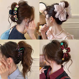 高级感气质抓夹女后脑勺大号亚克力鲨鱼夹发卡秋冬蝴蝶结发夹头饰