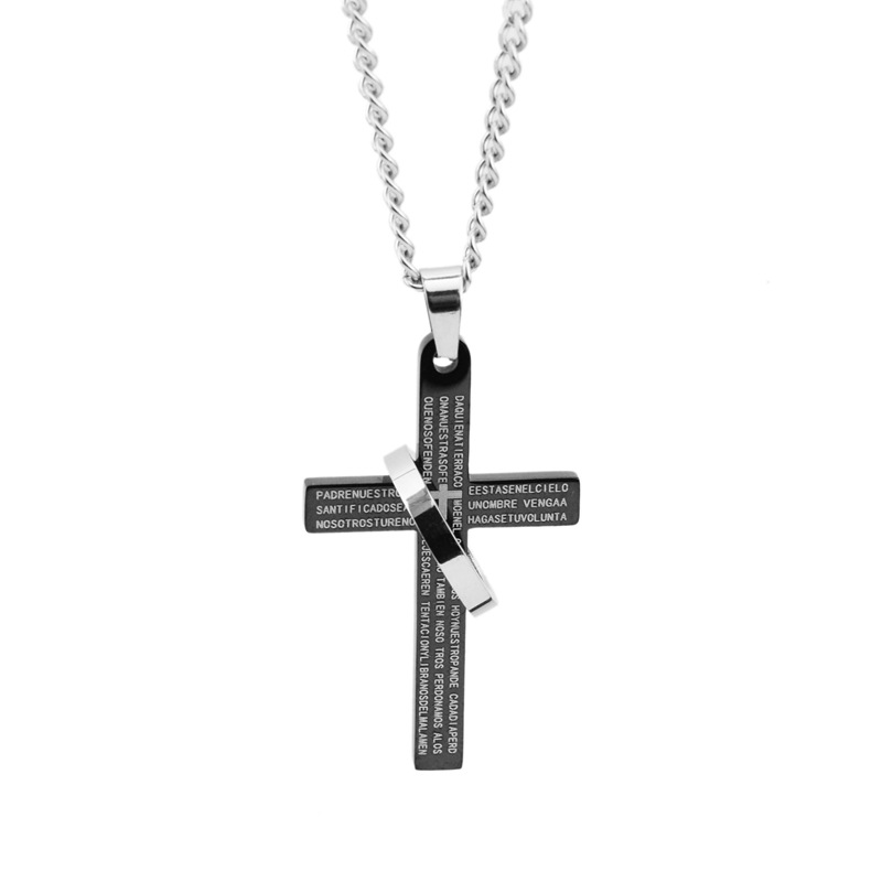Casual Simple Style Cross Letter Titanium Steel Polishing Pendant Necklace display picture 3