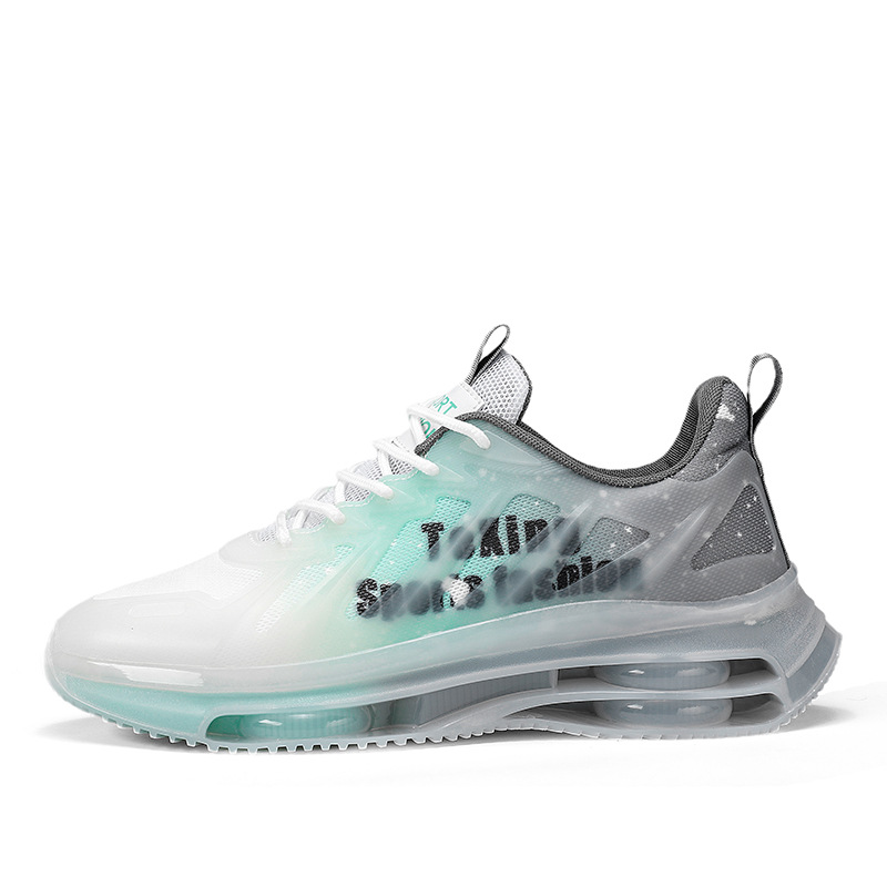 Cojín de aire doble zapatos de hombre a juego otoño nuevos deportes zapatos de correr casuales volando malla tejida superficie transpirable amortiguador papá zapatos de moda