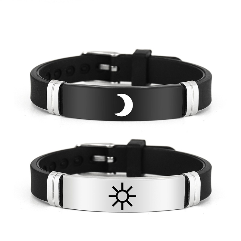 Europe and the United States new couple bracelet sun moon pattern personality adjustable silicone bracelet Valentine's Day gift wholesale