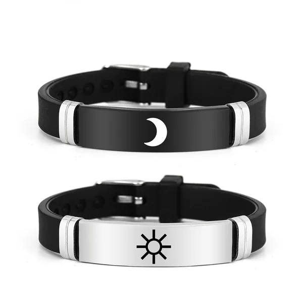 Europe and the United States new couple bracelet sun moon pattern personality adjustable silicone bracelet Valentine's Day gift wholesale
