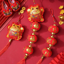 春節燈籠鞭炮串元旦喜慶客廳室內掛串生肖貼新年中國結福字袋掛件