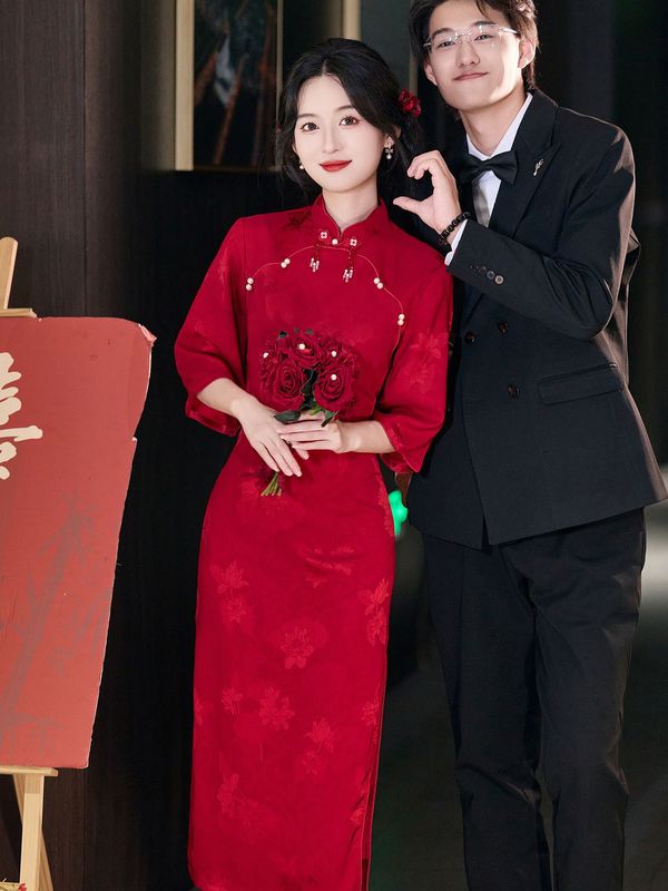 绝美新中式旗袍2025年新款红色复古年轻款新娘结婚敬酒服连衣裙女|undefined
