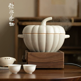 弥言苏打釉家用煮茶烧水壶创意南瓜壶古法茶勺套装煮茶器围炉煮茶
