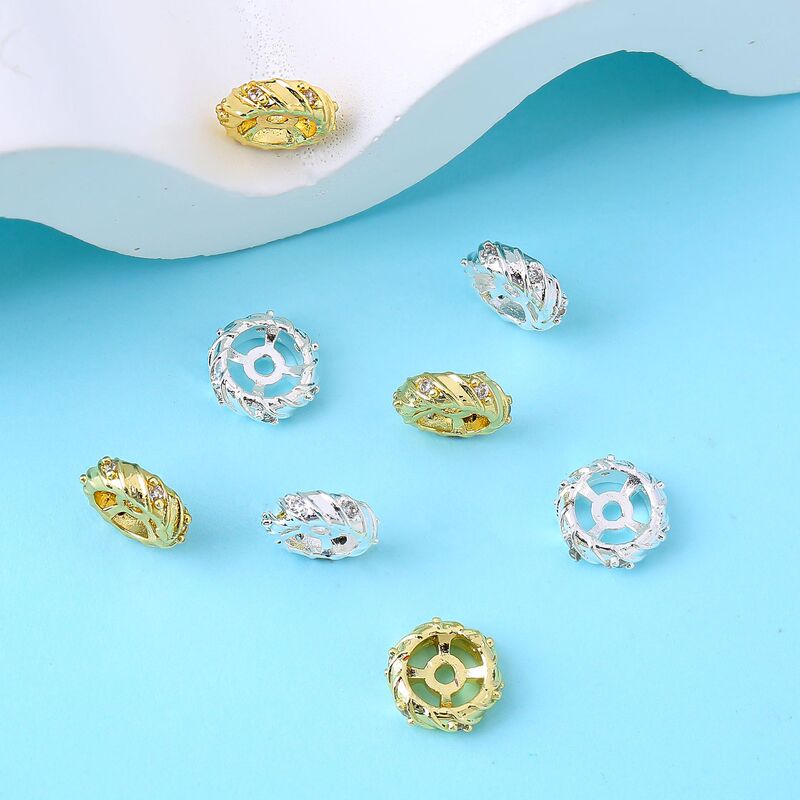 Simple New Design Wheel-Shaped Zircon Micro-Inlaid Loose Beads Spacer Beads Copper Plated with 18K Gold Strong Color Retention Accessories DIY Materials