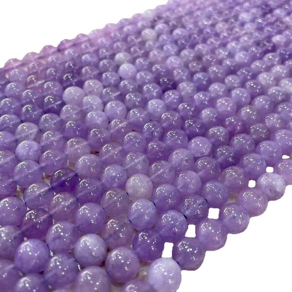 lavender round beads with amethyst
