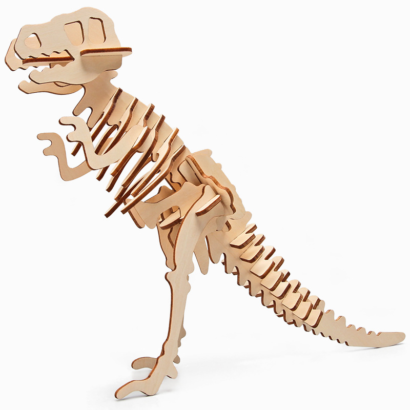 Tyrannosaurus esqueleto de madera tecnología pequeña producción simulación rompecabezas DIY modelo animal educativo juguete de los niños materiales didácticos