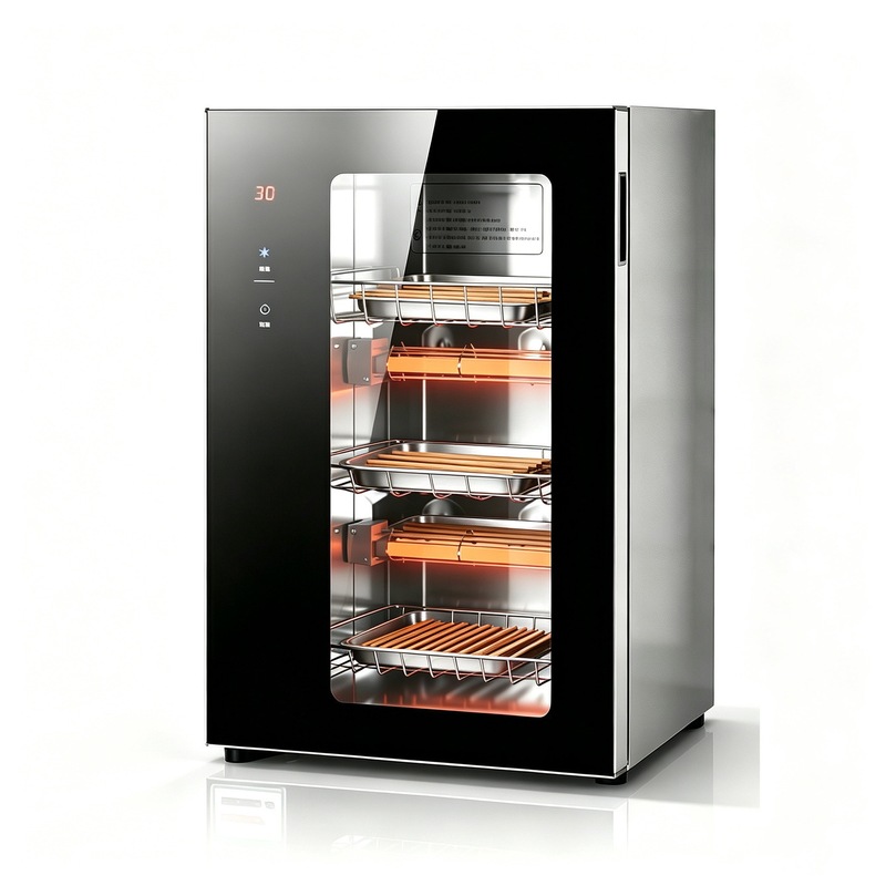 Knife and utensil storage cabinet, multi-functional, with draining rack, kitchenware disinfection cabinet, with drying function, countertop smart restaurant cabinet