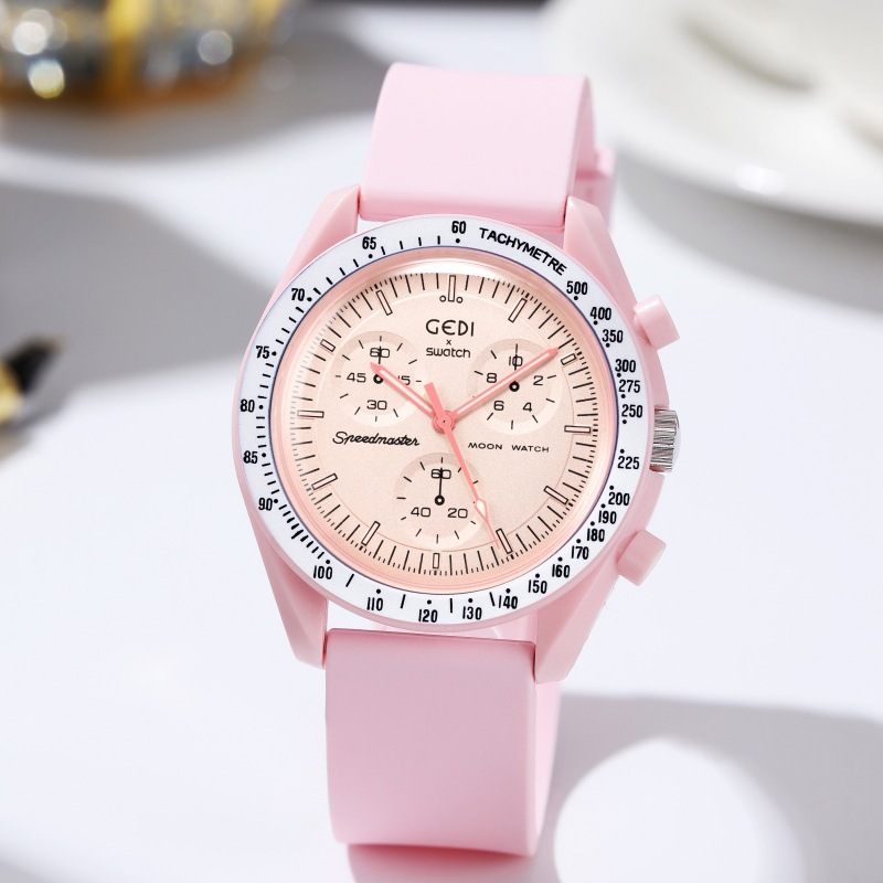 GEDI GEDI Fashion Candy Color Silicone Tape Middle School Students' High Color Value Large Dial Quartz Sports Watch 31020