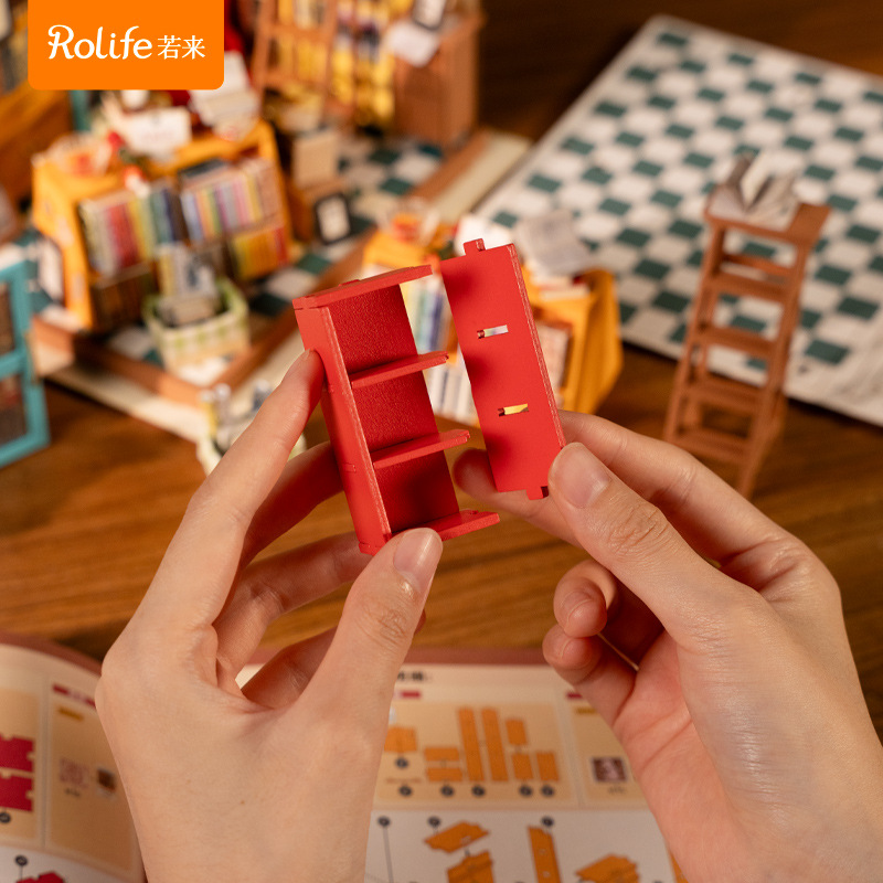 Rollife Ruo Lai Sam Bookstore briy casa hecha a mano casa arte casa escena en miniatura modelo de casa regalo de cumpleaños