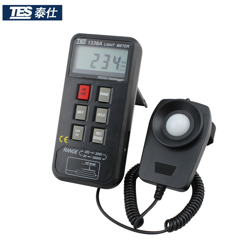 台湾泰仕TES-1336A数显式照度计 亮度计 光度计 测光仪带储存记录