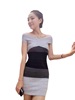 Slim fit dress， knitted one line neckline， flat cut dress