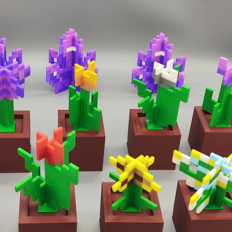 私の世界の植物 3D プリントモデル物理的な家の装飾品青い花美しい耳草モデルモザイク装飾品|undefined
