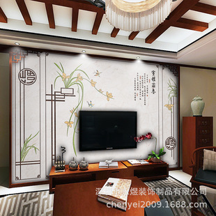 Yashe Lanxiang Film and Television Wall Cloth Chinese Style Self-framed Landscape Decorative Painting Huizhou Horse Head Wall Light Luxury Background Wall Mural