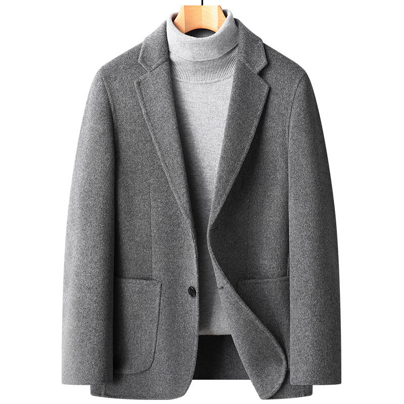 Áo vest nam dáng ôm cổ vest một hàng hai nút chất liệu len lông cừu — Màu xám, Màu đen, Vàng nghệ, Xanh Lam Xám