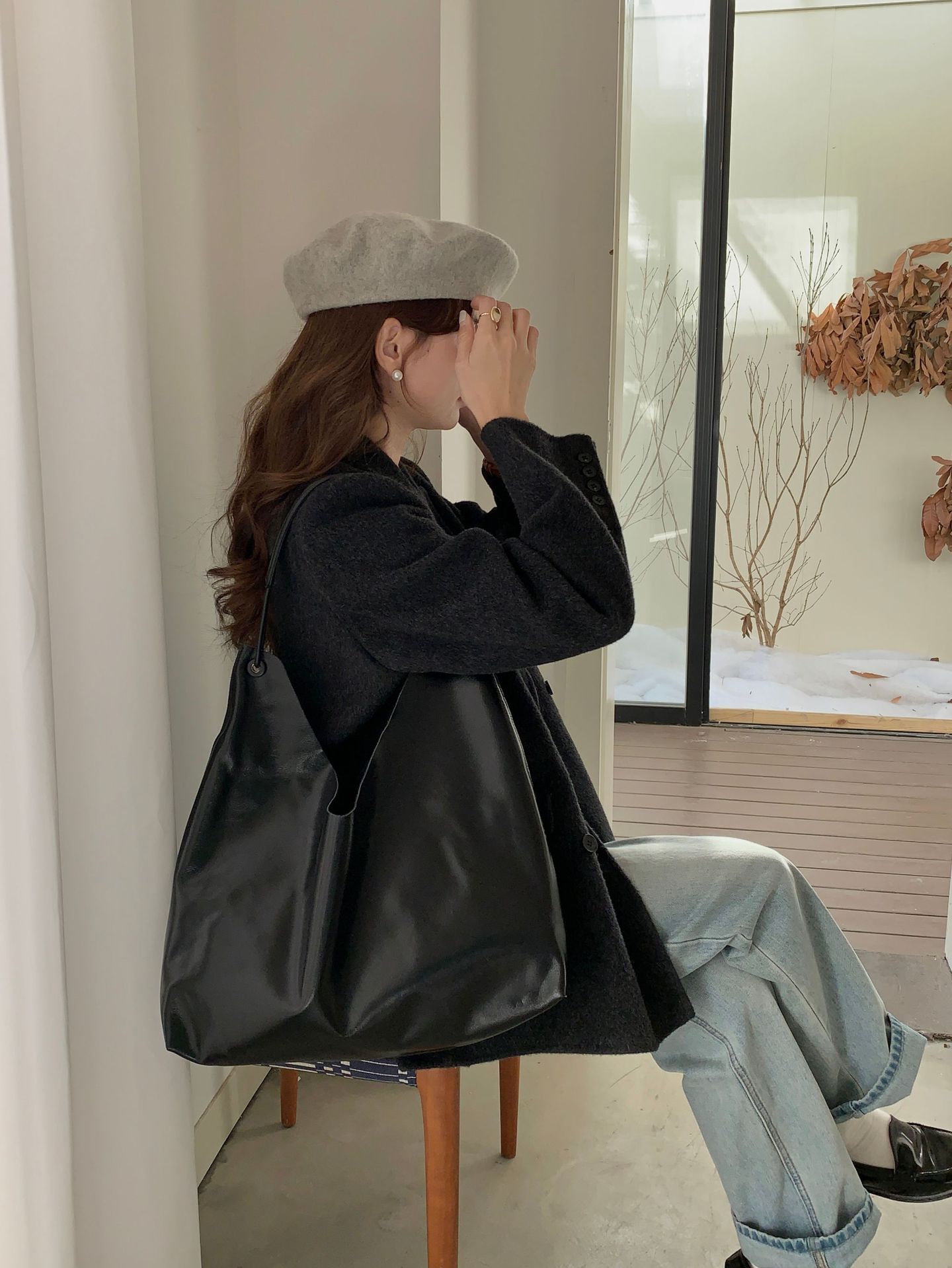 New Niche Row Genuine Leather Shoulder Bag Bindle Tote Bag Large Capacity Casual Commuter Cowhide Handbag For Women - Thumbnail 7