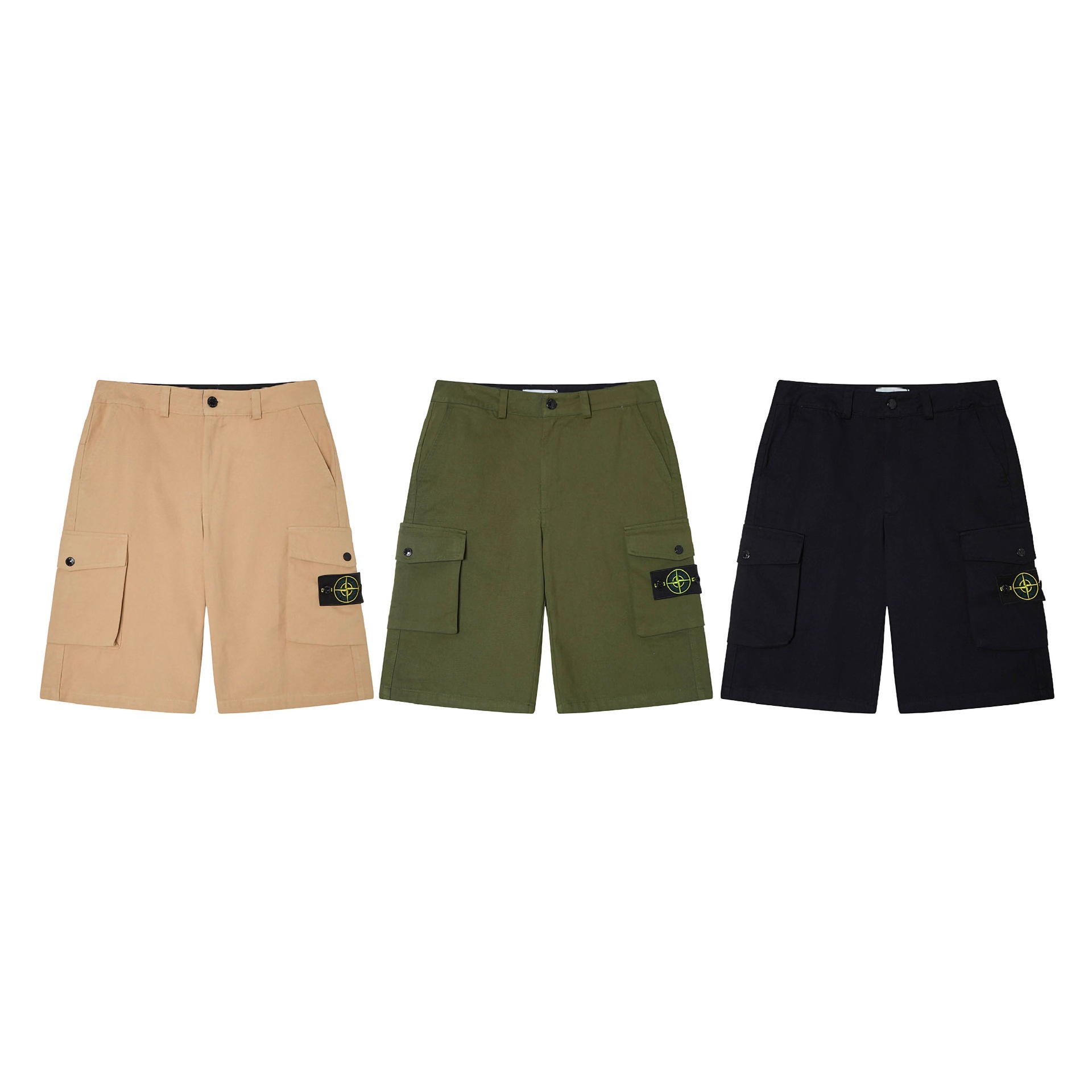 Cross-Border Stone Island Side-Striped Multi-Pocket Cargo Casual Shorts for Men and Women, Foreign Trade Dropshipping, Workwear Style