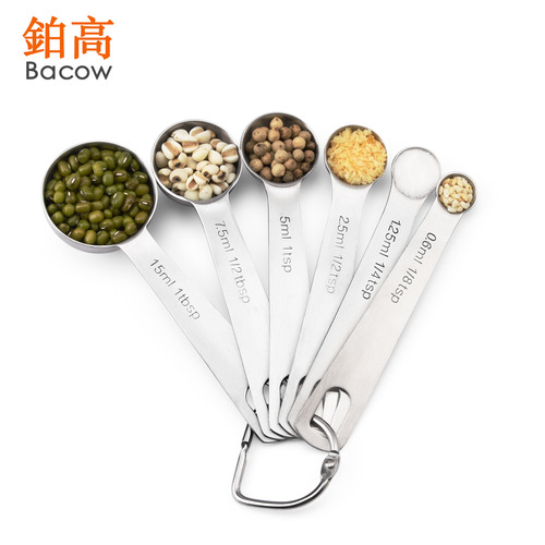 Graduated Stainless Steel Measuring Spoon Set Baking Tools 6-piece Measuring Spoon Mold Kitchen Tools Cross-border