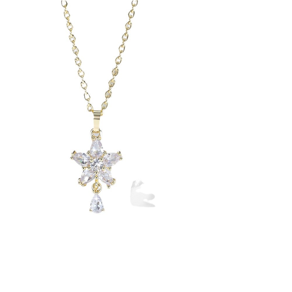 Diseño de moda transfronteriza flor colgante de gota de agua conjunto de joyas pendientes de cobre chapado en oro collar joyas de plata al por mayor image 6