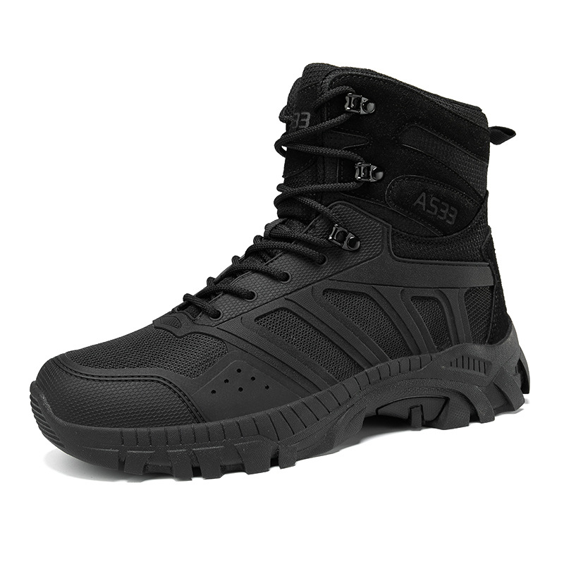 Botas tácticas para hombres de talla grande, zapatos de entrenamiento resistentes al desgaste para senderismo al aire libre, botas de combate altas transfronterizas Magnum para hombres negros