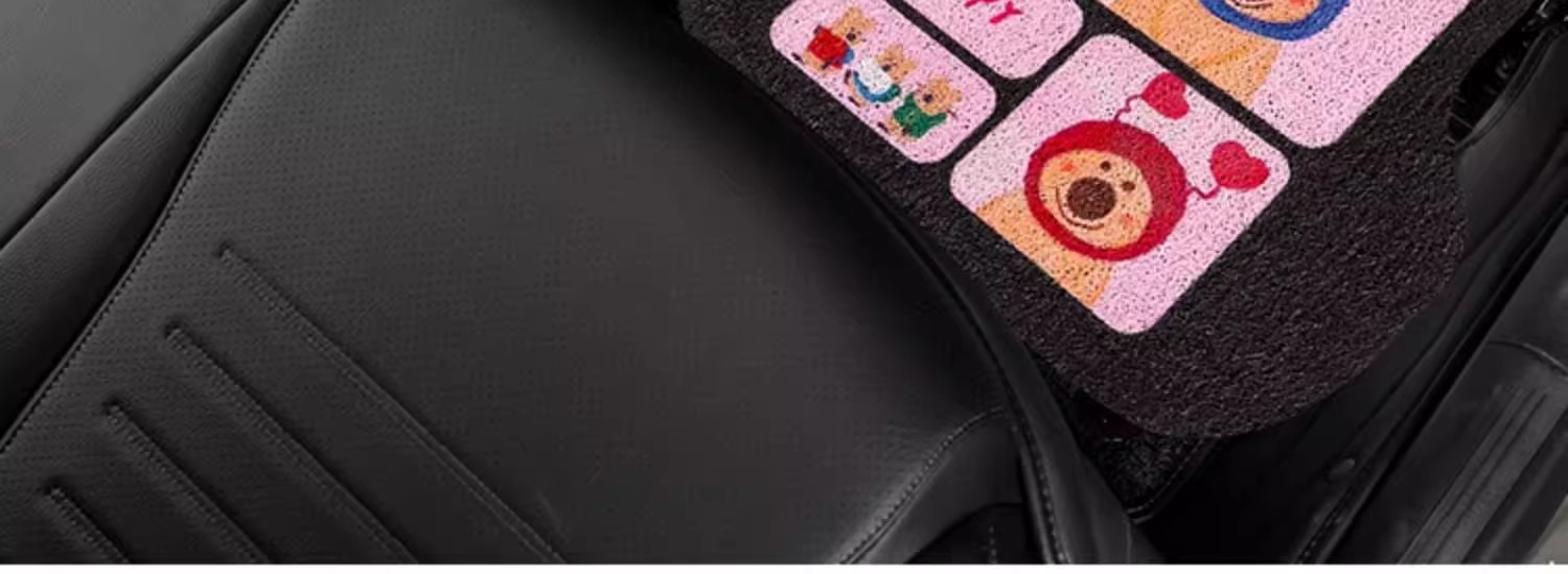 Cartoon cute animation car mat non-slip silk ring girl car anti-dirty foot mat universal monolithic car wear-resistant floor mat