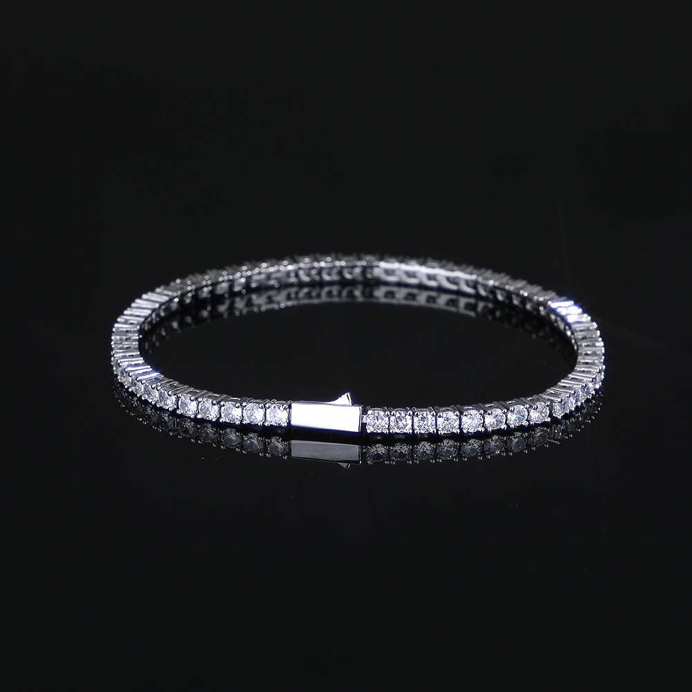 Hip Hop Zircon Tennis Bracelet for Men with Spring Ring Clasp – European & American Style Luxury Jewelry