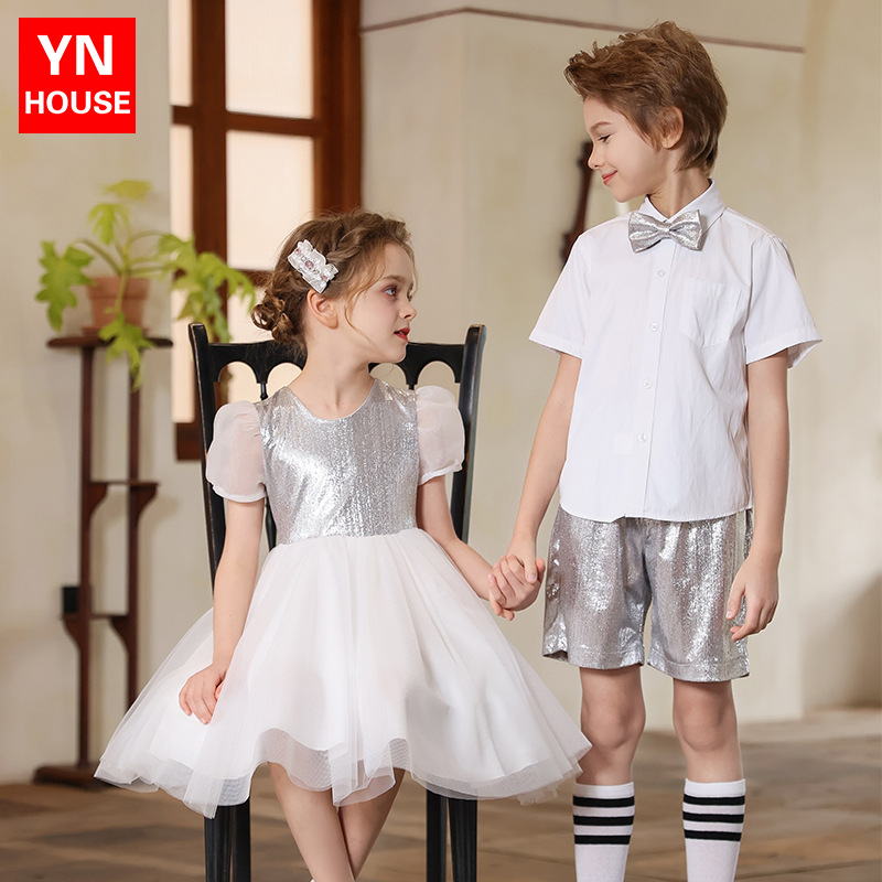 Uniforme de actuación del coro de niños del día de junio, foto de graduación de jardín de infantes, ropa de actuación, vestido de baile de recitación de poesía de escuela primaria y secundaria